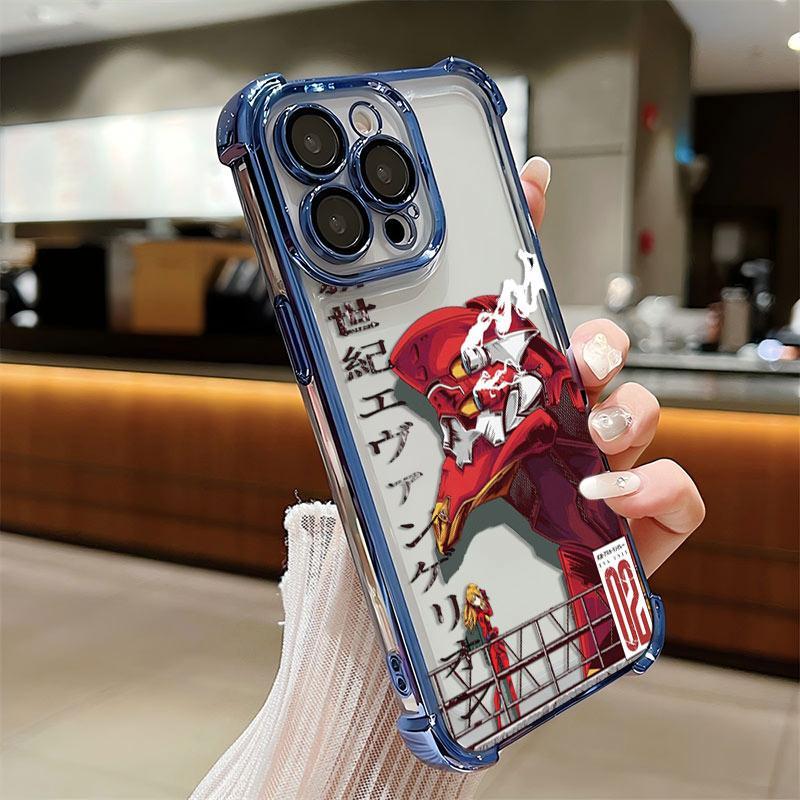 Anime Plating Phone Case for Anime E-Evangelions IPhone 17 Pro Max Air 16e 16 15 14 13 12 11 Pro Max Plus & Samsung Galaxy S25 Ultra S24 S23 S22 S21 Plus Anti-Fall Airabag Back Cover Animematte Hard Case Smartphone Cellphone
