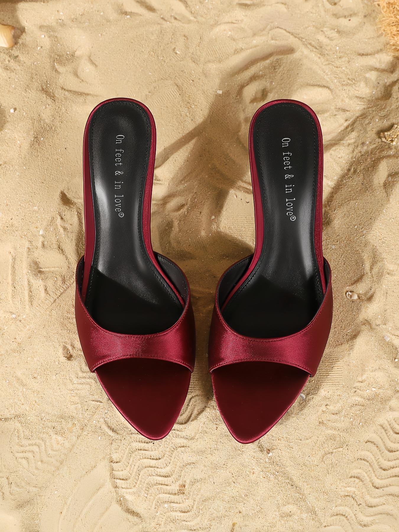 Women's Fashionable Solid Color Satin  Sandals, Casual Versatile High Heel Sandals for Daily Wear, Lightweight Breathable Comfortable Shoes for Women & Girls, Summer, Fashionable Heeled Sandals