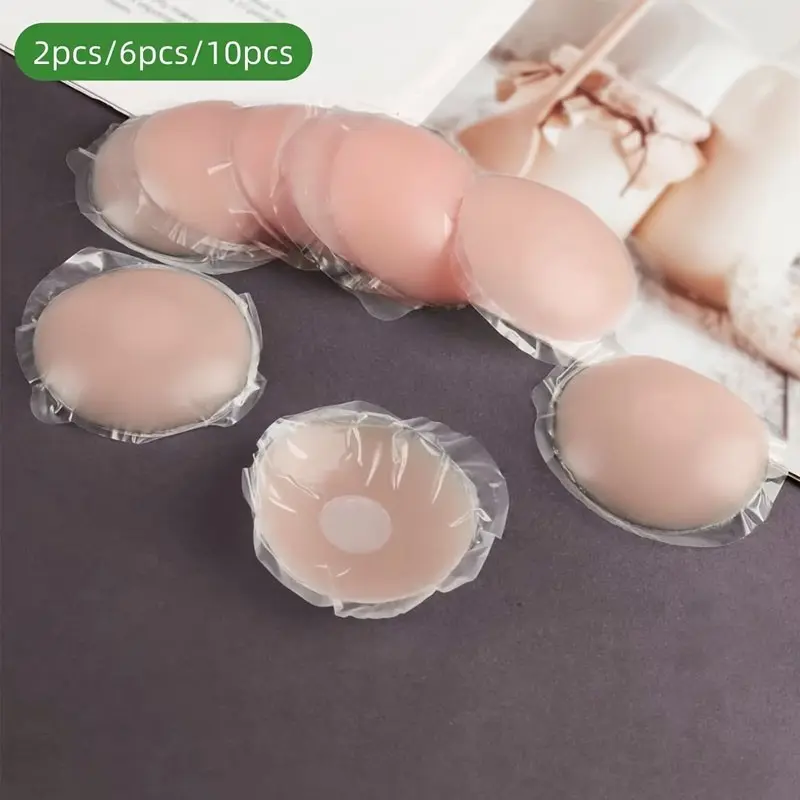 Reusable Silicone Breast Pads for Women, Invisible Self-Adhesive Anti-Bump Bra Inserts, 2/6/10pcs, Ideal for Strapless Tops