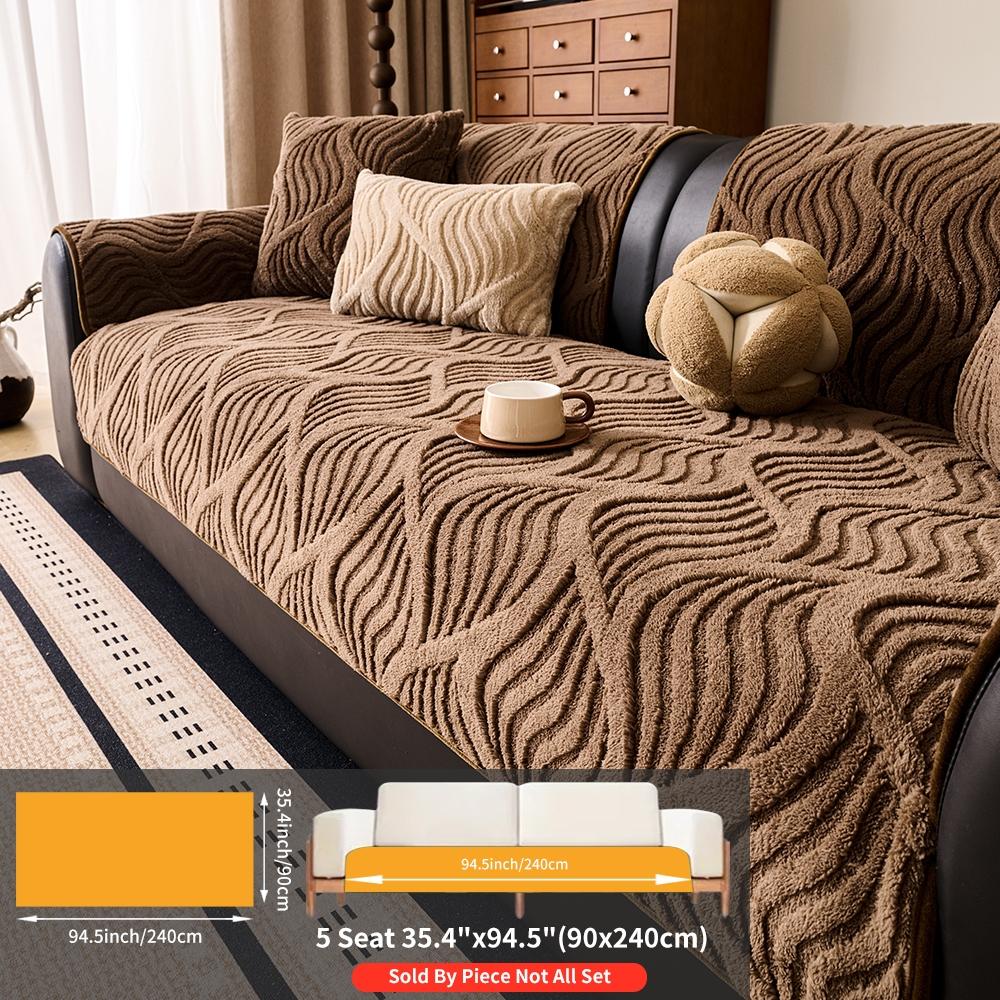 Solid Color Plush Sofa Cushion Cover, Sofa Couch Covers, 1 Count Modern Simple Sofa Slipcover, Non-slip Sofa Protector for Home Living Room Decor