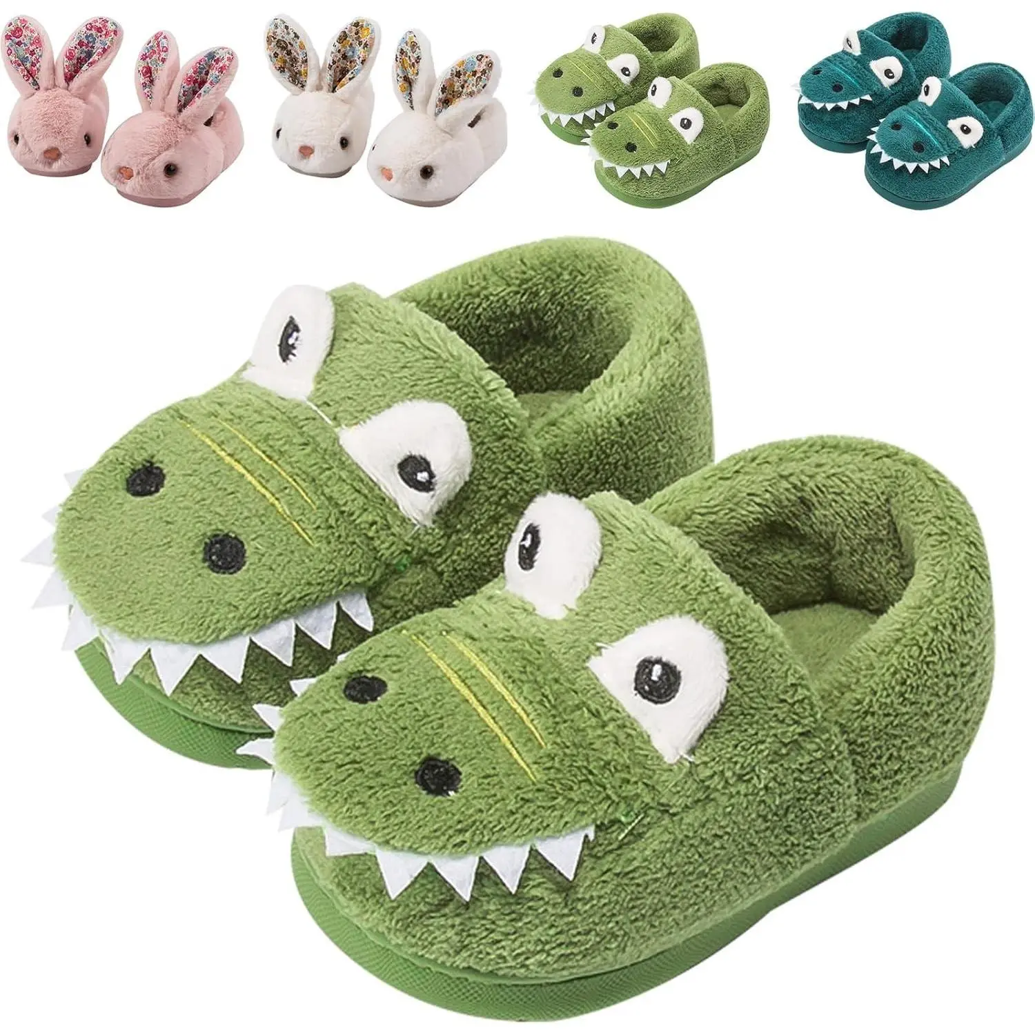 Kids Toddler Slippers Boys Girls Dinosaur Bunny House Shoes Non-Slip Warm Soft Winter Fuzzy Indoor SlippersGift