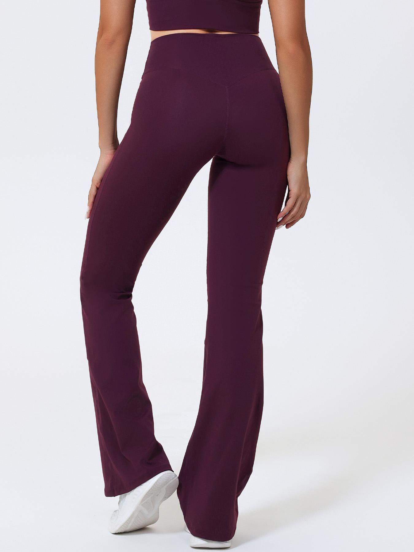 Women's High Waist Yoga Flare Pants, Seamless Butt Lifting Design, No Pockets, Comfortable Sport & Casual Wear, Polyester + Spandex Fabric, High Waisted Leggings