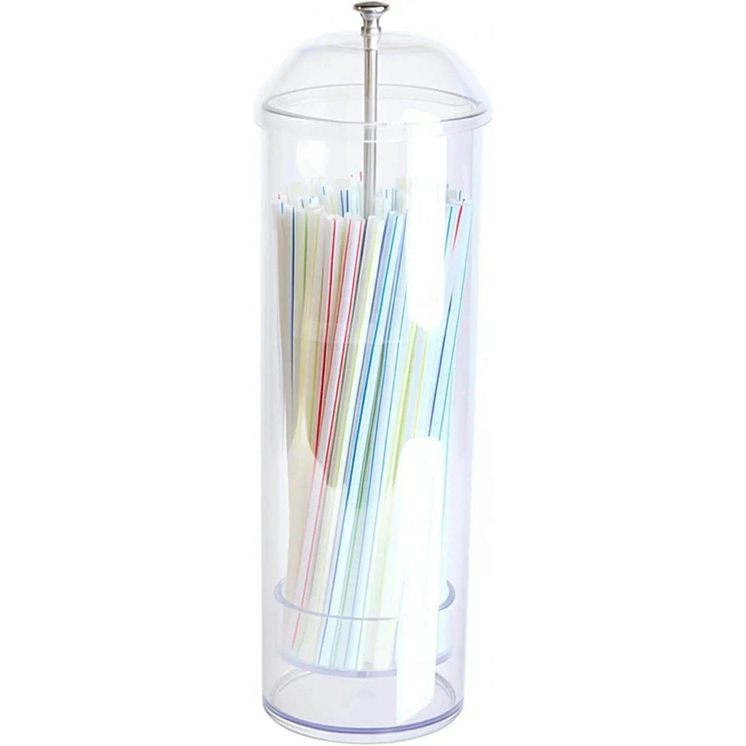 Straw Dispenser, Plastic Drinking Straw Container with Lid (Long Straw)