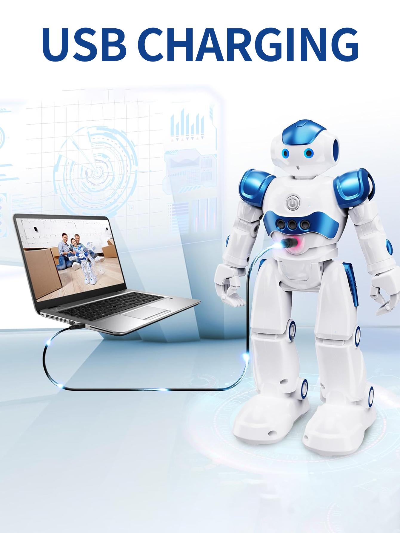 Programmable Robot Toy with Wireless Remote and Gesture Sensing, Smart Rechargeable Robot with Lights, Music, Dance, Gift for Kids Ages 3-9