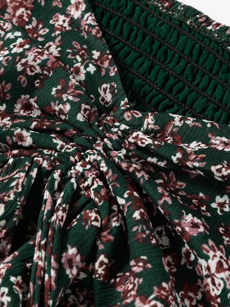 Women's Ditsy Floral Print Sweetheart Neck Shirred Back Dress, Boho Fashion Casual Puff Sleeve Dress for Daily Holiday Vacation Wear, Ladies Dress for All Seasons