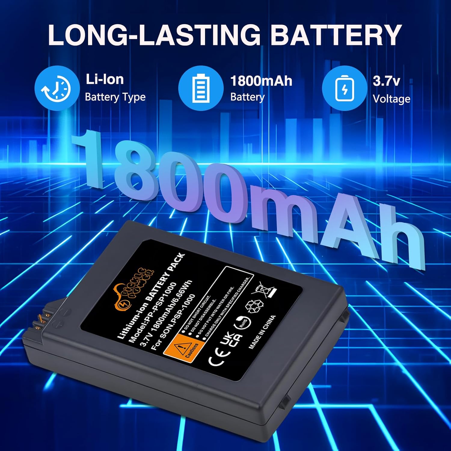 1800mAh PSP  and Charger  for  PSP-1000 PSP-110 (1001, 1002, 1003, 1004, 1005, 1006, 1007, 1008, 1010), PSP  Console
