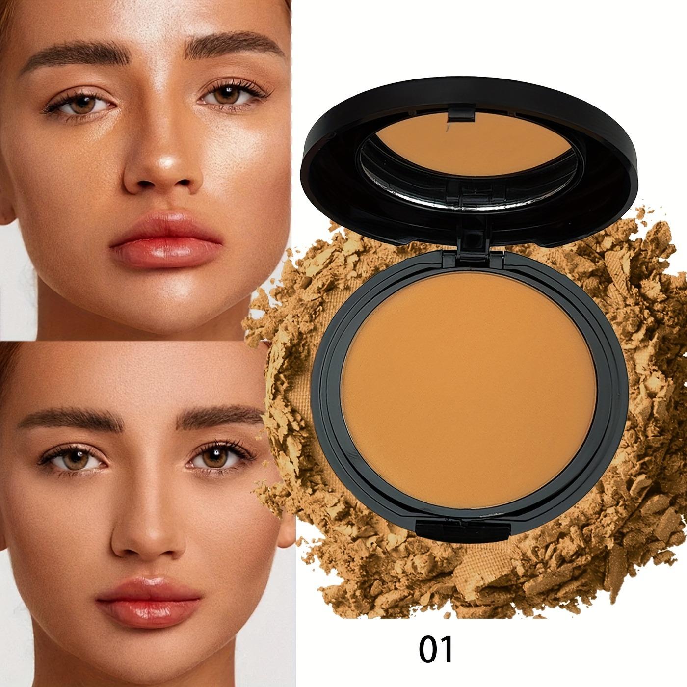 Dark Setting Powder Cake Waterproof Full Coverage Makeup, Natural Finish with Brush, Perfect for Parties and Events, Easy to Carry