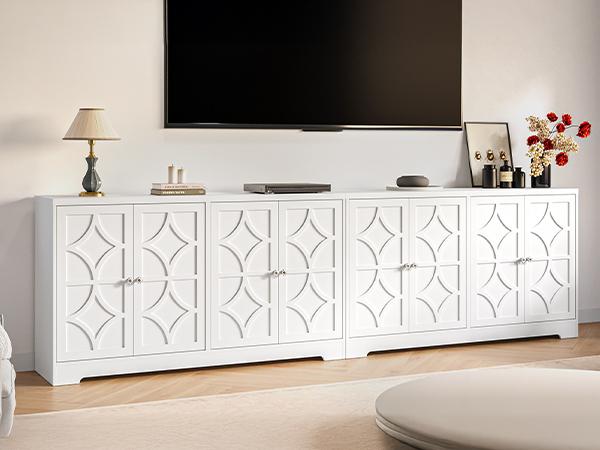 RoyalCraft Sideboard Buffet with 4 Doors, Mid-Century Sideboard Cabinet with Adjustable Shelves, Accent Cabinet for Entryway, Living Room, Dining Room