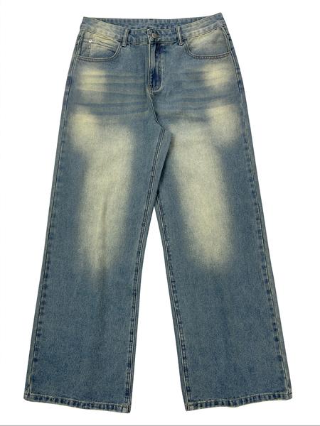 Men's Loose-Fit Ombre Denim Jeans, All-Season Street Style, Zipper Fly Closure, Moderate Fabric Thickness, Vintage Y2K Design, Streetwear