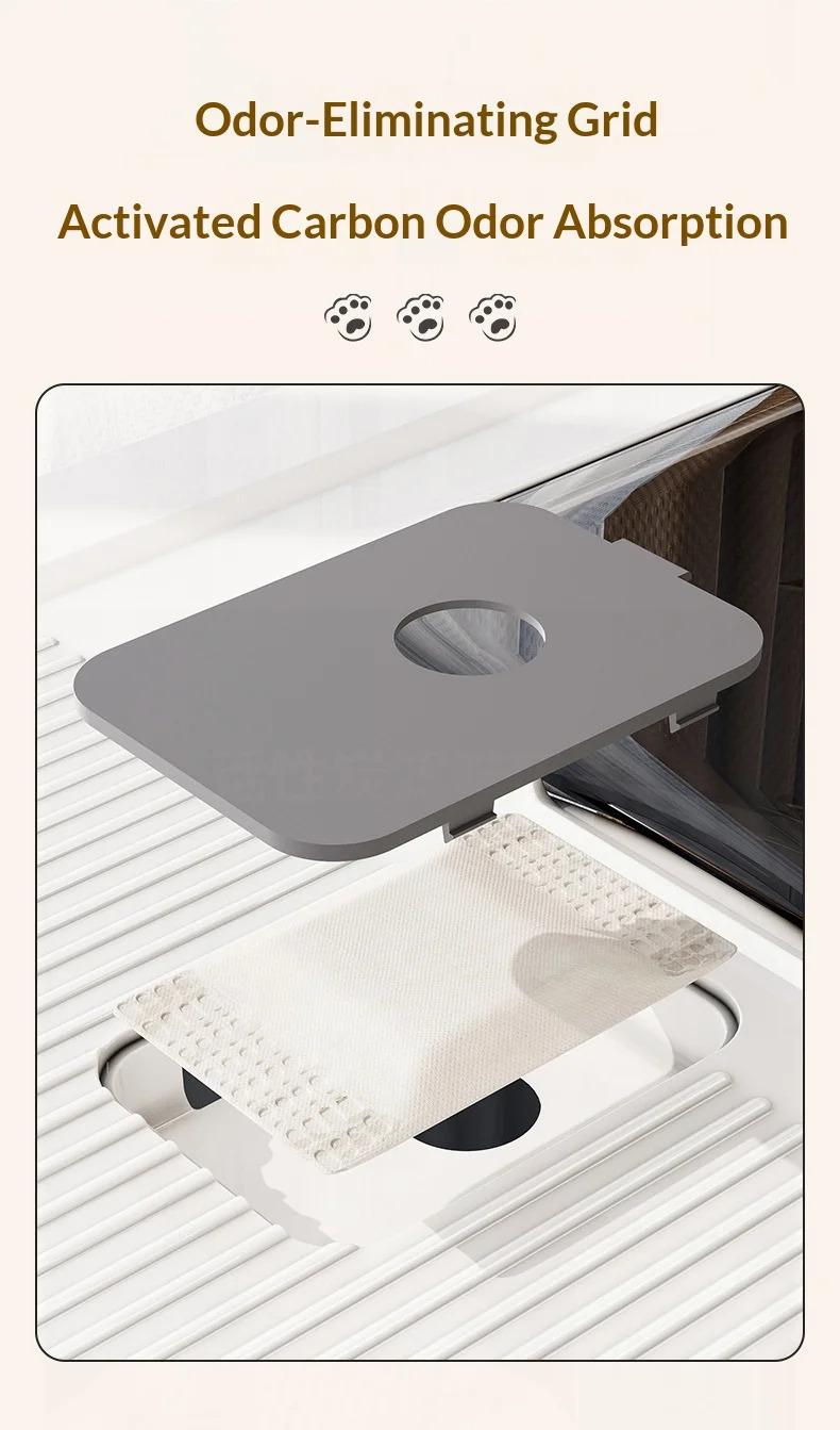 Foldable Enclosed Cat Litter Box with Pull-Out Drawer, Large Anti-Splash Odor Control Litter Pan with Top Exit & Front Entry Kit