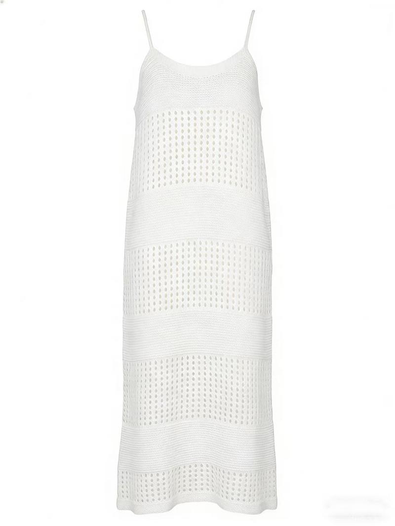 Women's Hollow Backless Vest Top, Lace-Up Design, Casual Knitted Long Dress Sweater, Pure Color, Fashionable and Comfortable