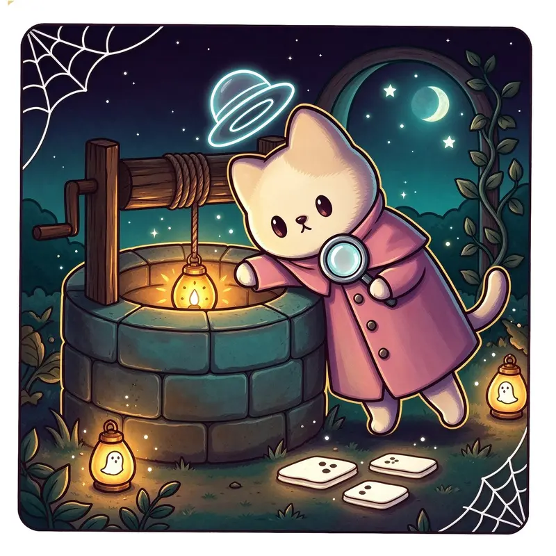 Mystery Coloring Pages, Whimsical Spooky Kawaii Detective Cat Halloween ...