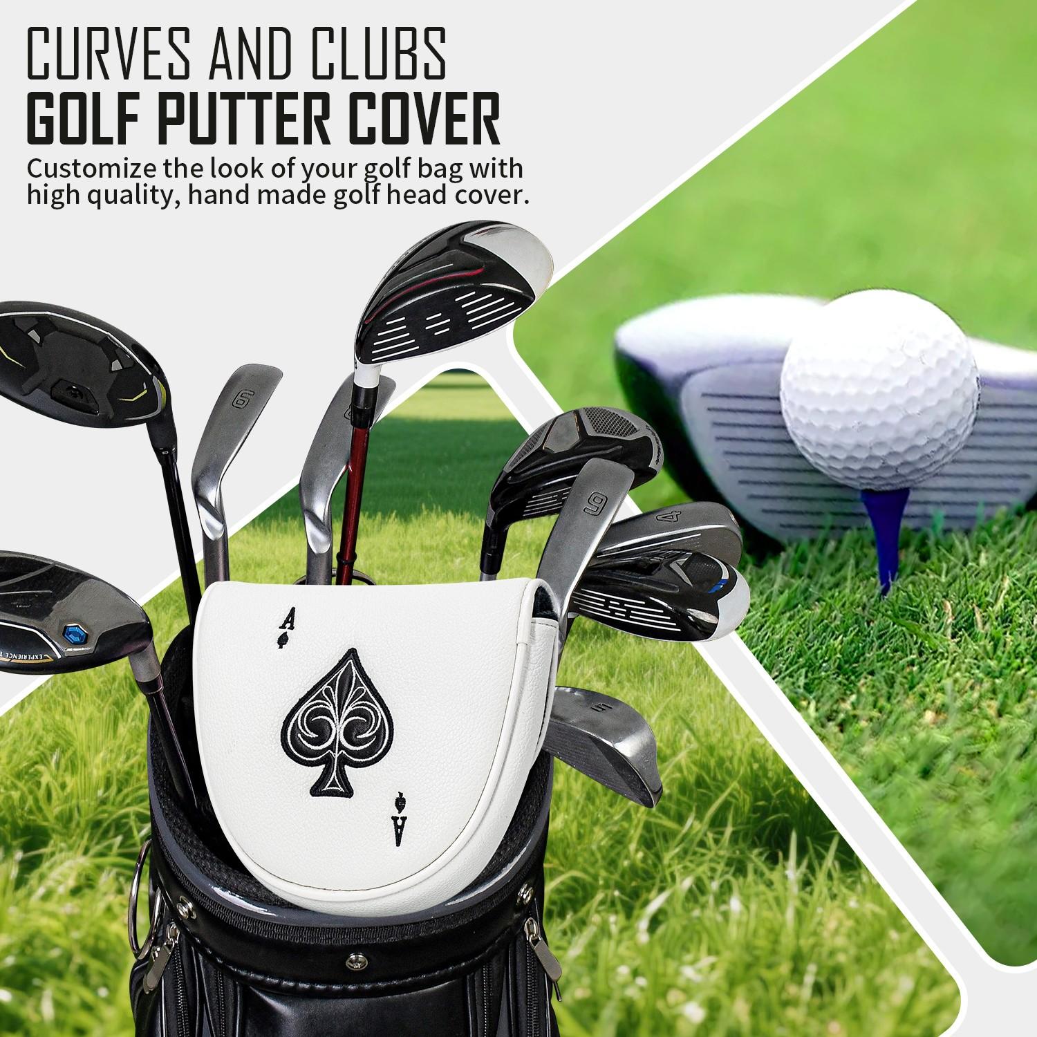 Poker Ace of Spades Golf Putter Cover, Durable Mallet Putter Headcover, Soft Lined Golf Club Protector, Stylish Golf Accessory, Perfect Gift