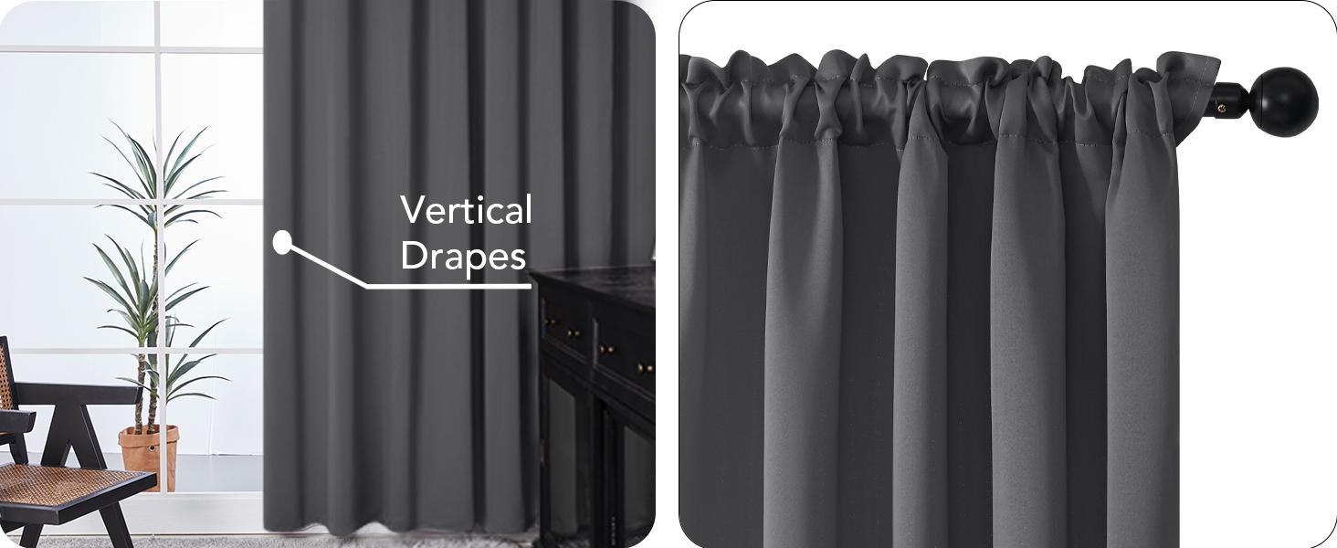 Deconovo Rod Pocket Curtains (2 Panels, 85%-95% Light Blocking) – Thermal Insulated & Soundproof Drapes for Living Room, Bedroom & Home Office