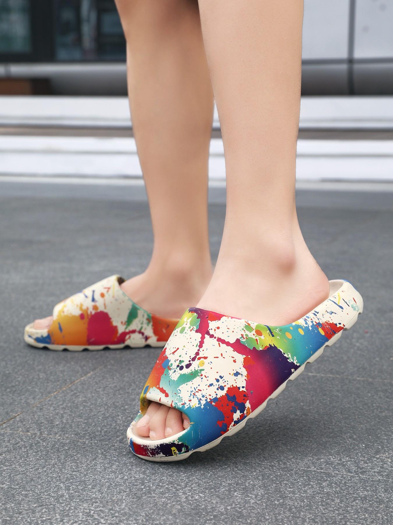 Unisex Cartoon Design Slippers, Soft Sole Comfortable Non-Slip Shoes, Summer Outdoor Wear, Couples' Versatile Trendy Footwear