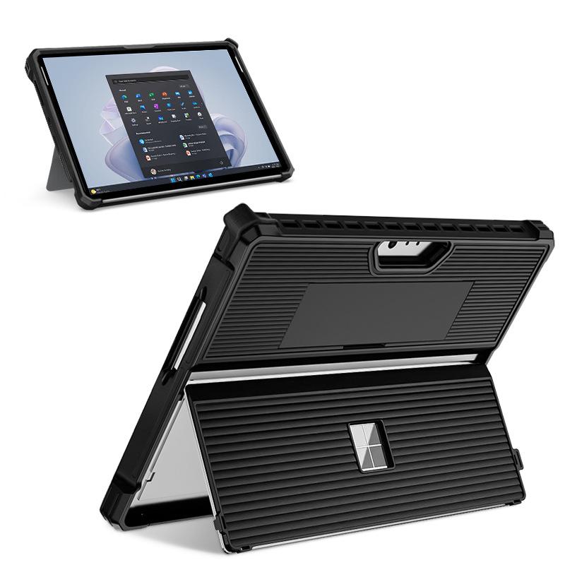 Heavy Duty Shockproof Case for Microsoft Surface Pro 9/8/7/X, Protective Cover with Built-in Kickstand, Back Shell & Adjustable Shoulder Strap, Rugged Full Body Protector for Surface Tablet