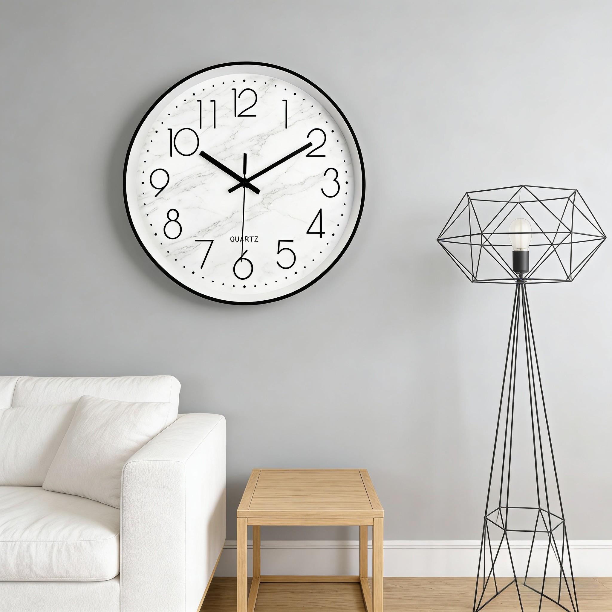 Nordic Silent Wall Clock, Creative Marble Pattern Clock, Living Room Decorative Table, Bedroom Silent Sweep Second Wall Clock