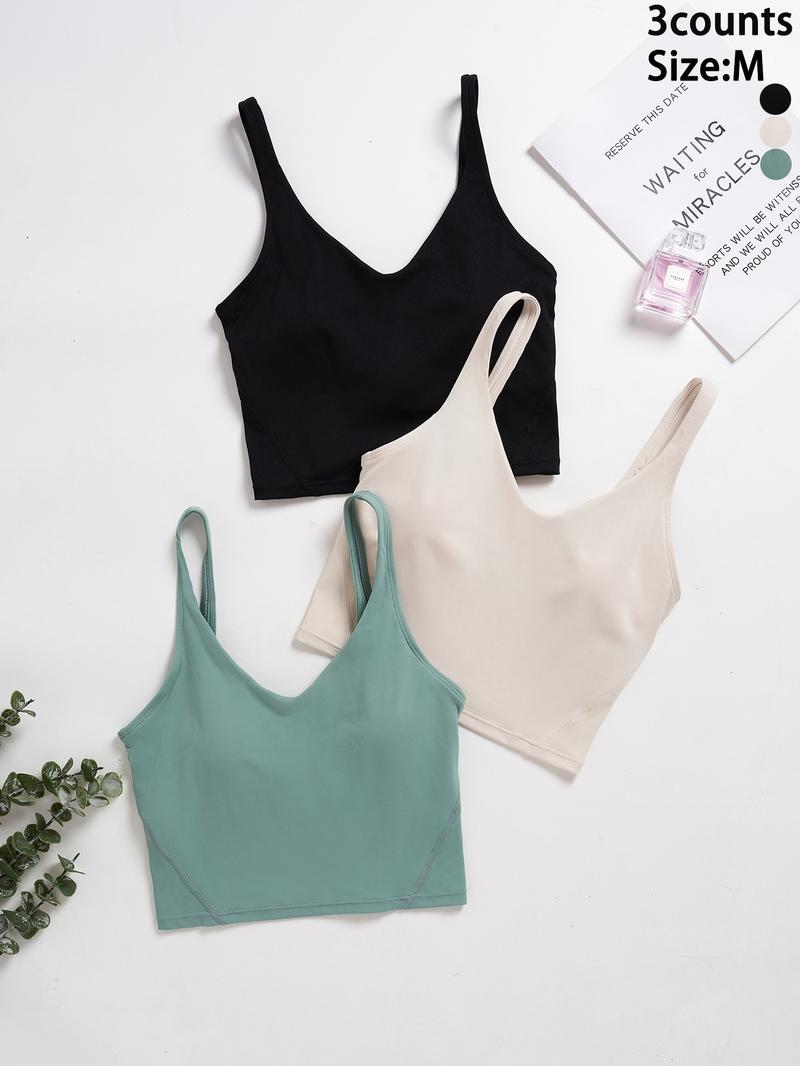 Women's Solid Sports Bra, Yoga Bra, Sport Wide Strap Lingerie Top for Tennis Pickleball, Women's Sports Clothing for Indoor Outdoor Wear, Gym Clothes