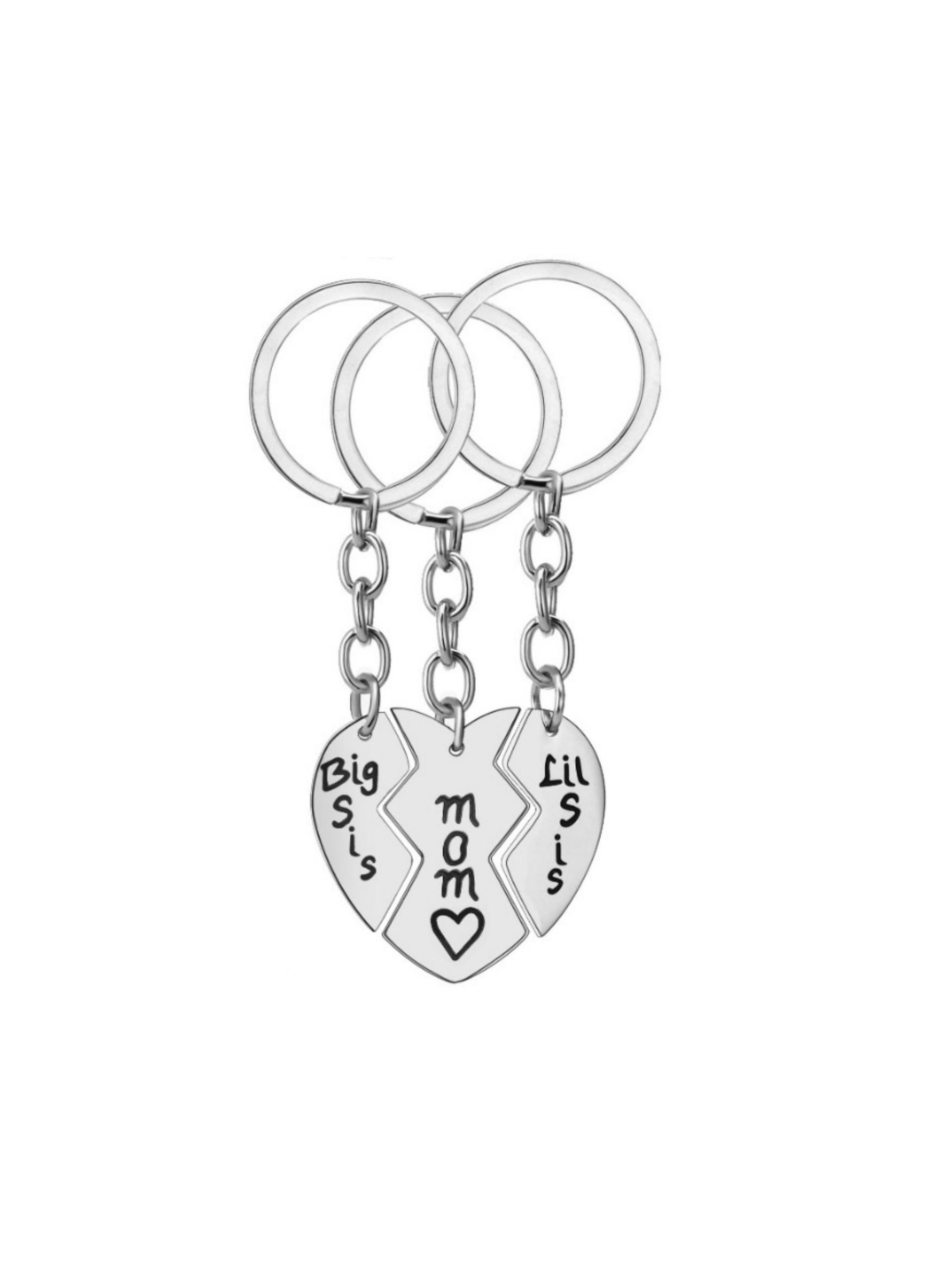 3 Pcs Stainless Steel Mother-Daughter Keychains, Heart Pendant Charm, Durable and Fashionable Accessory for Women, Ideal for Family Use
