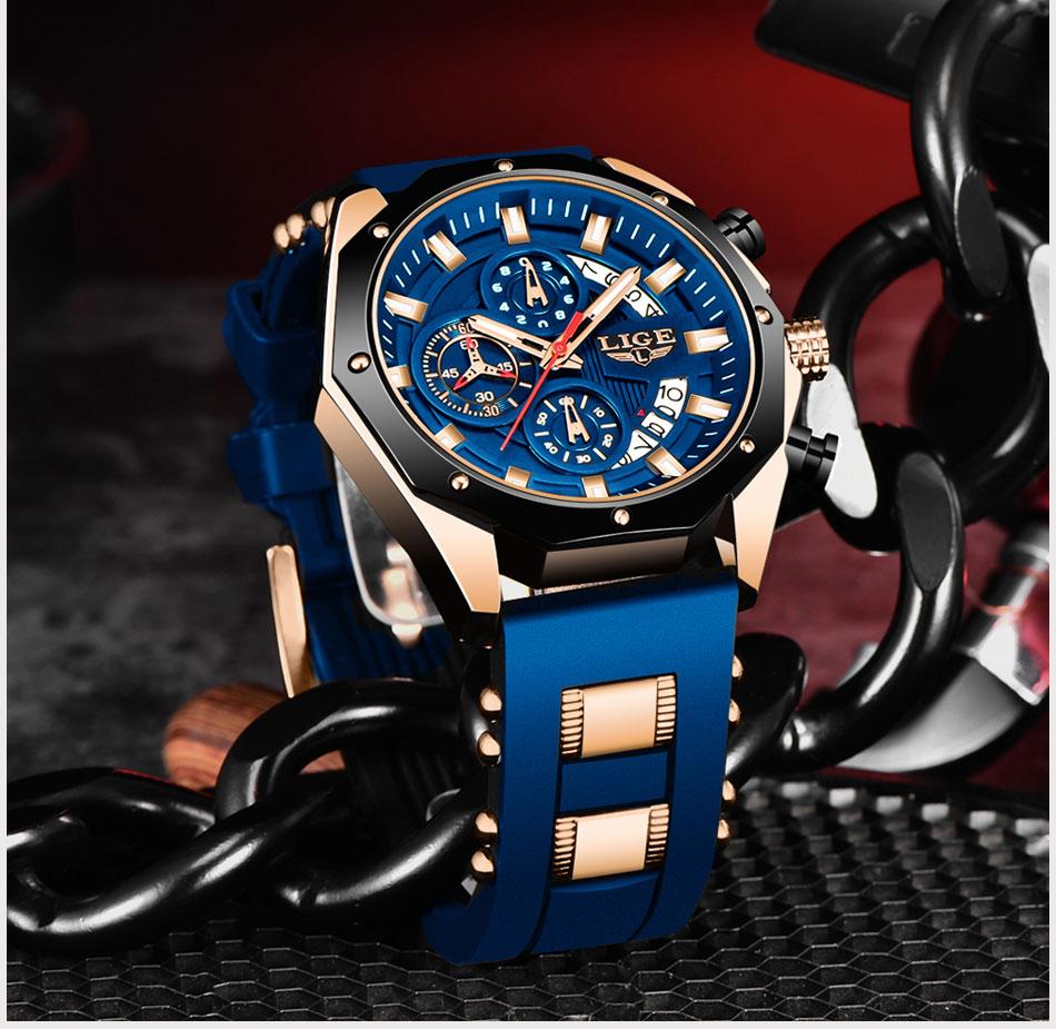 LIGE Men Watches Fashion Outdoor Waterproof Men's Sport Quartz Watch With Chronigraph LIGE Men Watches Fashion Outdoor Waterproof Men's Sport Quartz Watch With Chronigraph