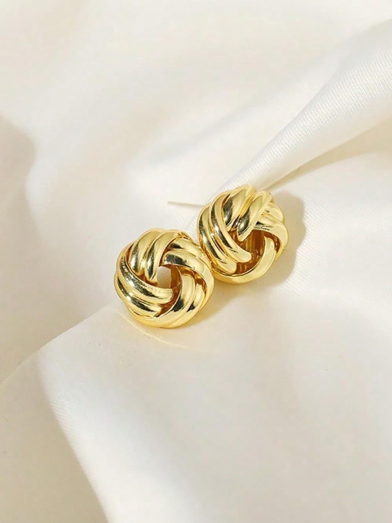 1 Pair Metal Geometric Spiral Earrings, Unique Women's Daily Jewelry, Fashionable Ear Rings for Everyday Wear, Stylish Accessory