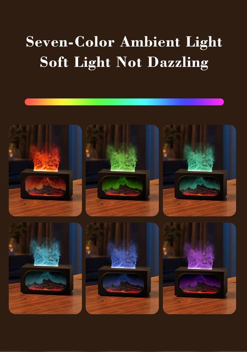 Fireplace Scent Diffuser Humidifier, Aromatherapy Humidifier, Flame Atmosphere Light, Waterless Power Protection, Fine Mist & Coarse Mist Output, Quiet Operation