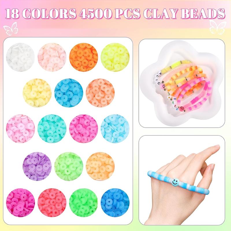 Funtopia Jelly Color Clay Beads Bracelet Making Kit, 5000+Counts Heishi Beads Polymer Clay Beads for Jewelry Making, Friendship Bracelet Kit with Alphabet Letter Beads Smile Face Beads for Girls Gifts Crafts Diy Handmade