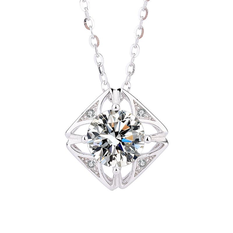 [ASM-NC123] S925 Sterling silver Moissanite ring Classic square necklace pendant fine jewelry ring fashion moissanite ring