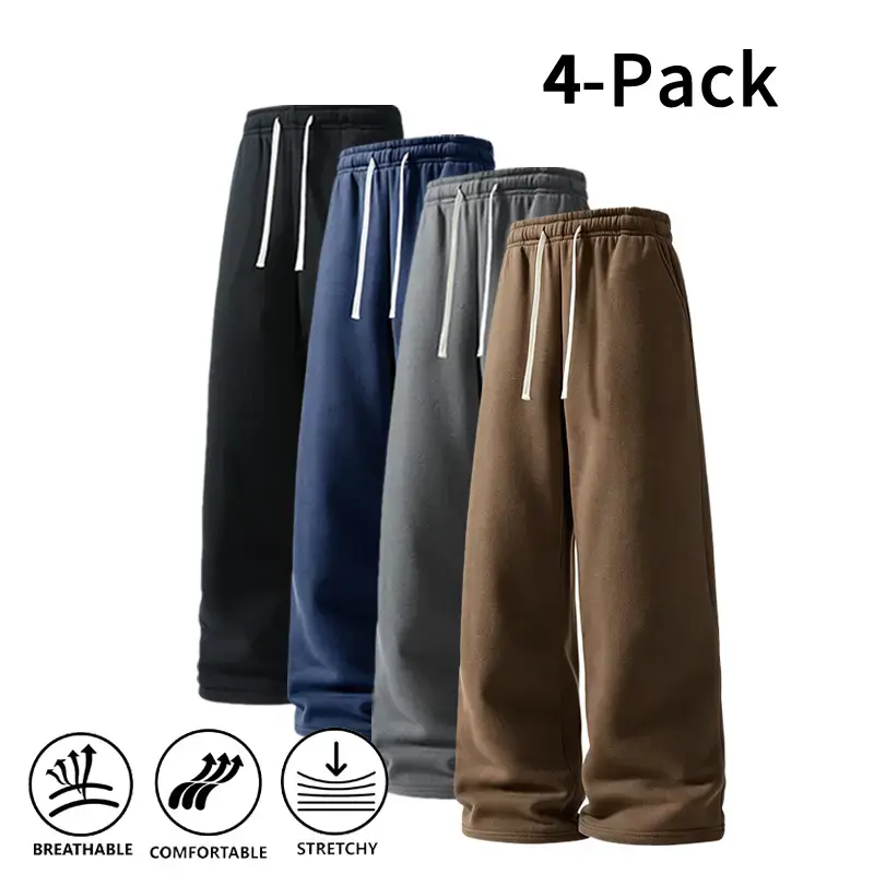 4-Pack Fall & Winter Styles Ultra-Soft Wide-Leg Sweatpants| Breathable athletic pants for basketball, running, and gym (optional 4-pack and 1-pack),clothes for back to school,first day of school outfits