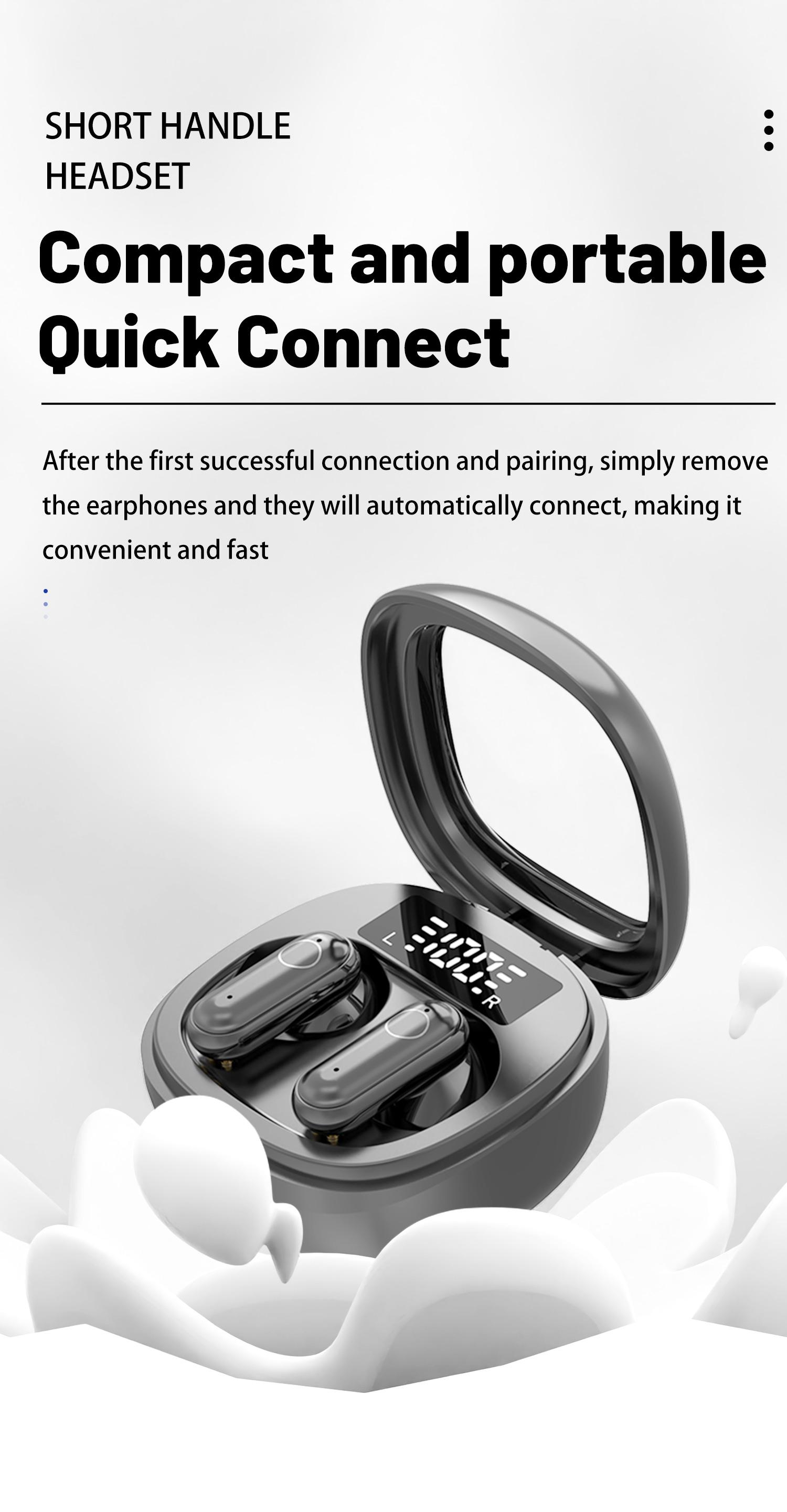 H.L.WALK-D Wireless Wireless Headphones，Tiny Size Earbuds，Waterproof Headsets，With Mic，Sleep and Sports Earphones Set, Short Handle Design，for Work Sport Sleeping