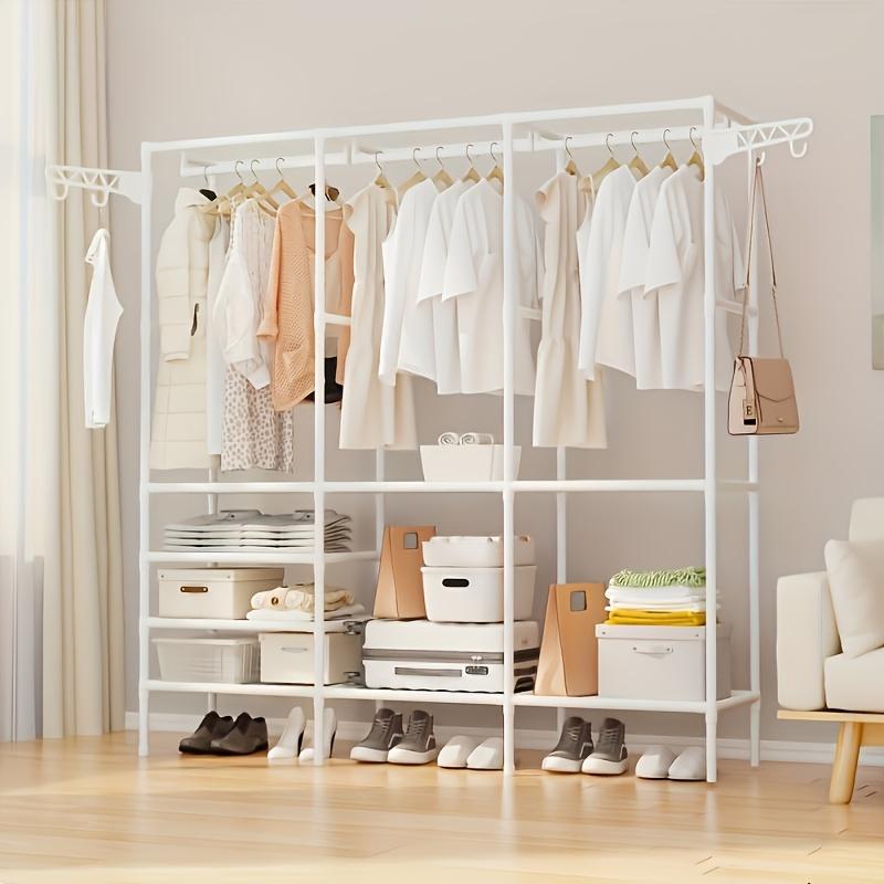 3-Tier Heavy-Duty Metal Garment Rack with Shoe box – Freestanding ...