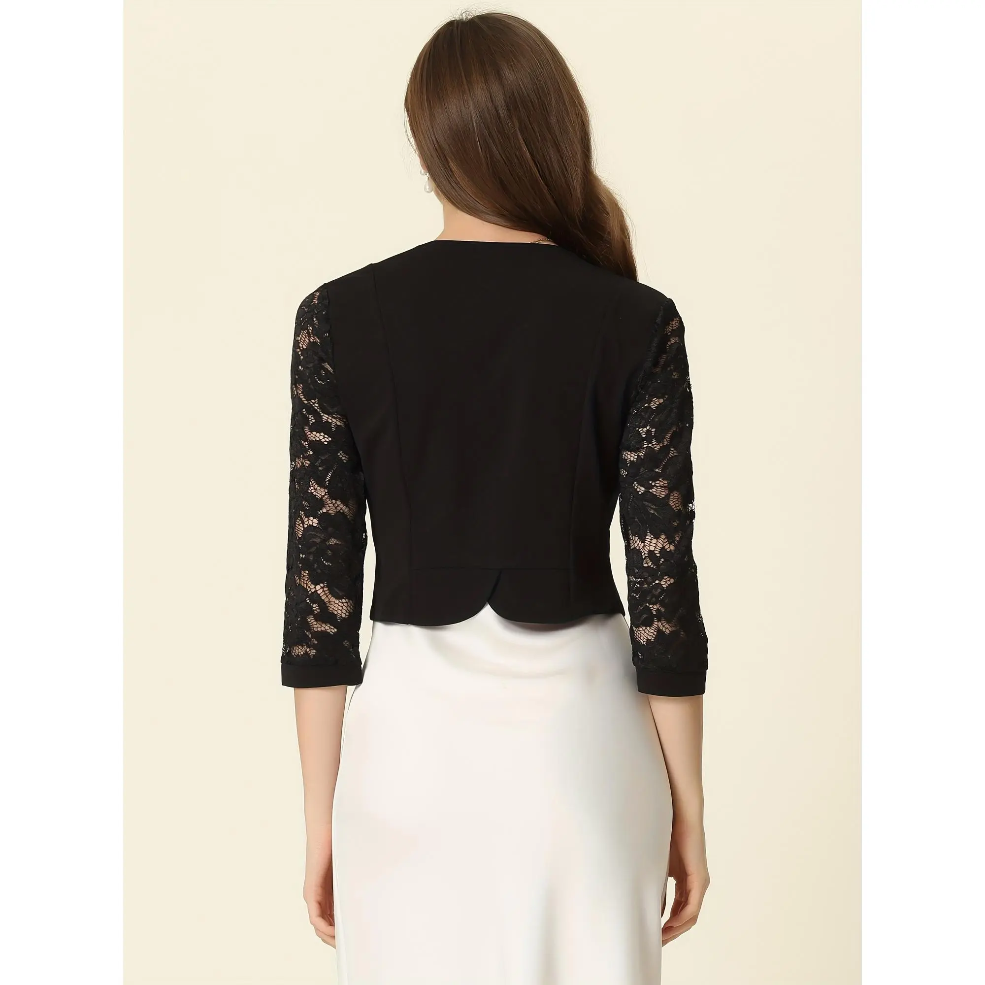 Allegra K Lace Bolero Shrug for Women'S Dress Wedding Open Front Panel Lace Cardigan