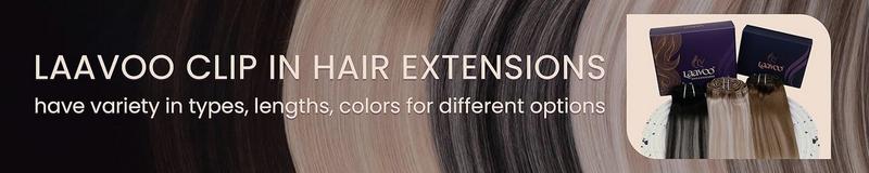LaaVoo Clip in Hair Extensions Real Human Hair Straight 5 counts Clip in Extensions Hairpiece TikTokShopBlackFriday
