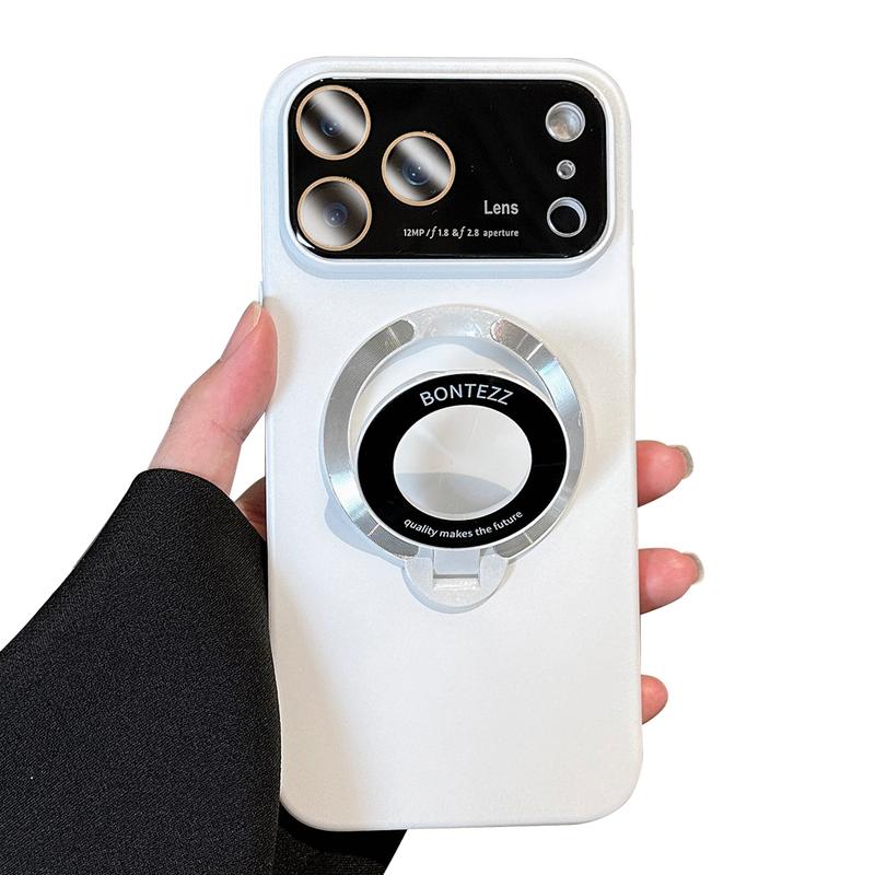 Luxury Slim Matte PC Bracket Case for iPhone 17 Pro Max 16 15 14 13 12 Magsafe Magnetic Ring Stand Case +Lens Protect Compatible with Magsafe, Window Glass Lens Camera Protector Magnetic Cover Luxury Slim Matte PC Bracket Case for iPhone 17 Pro Max 16 15 14 13 12 Magsafe Magnetic Ring Stand Case +Lens Protect Compatible with Magsafe, Window Glass Lens Camera Protector Magnetic Cover