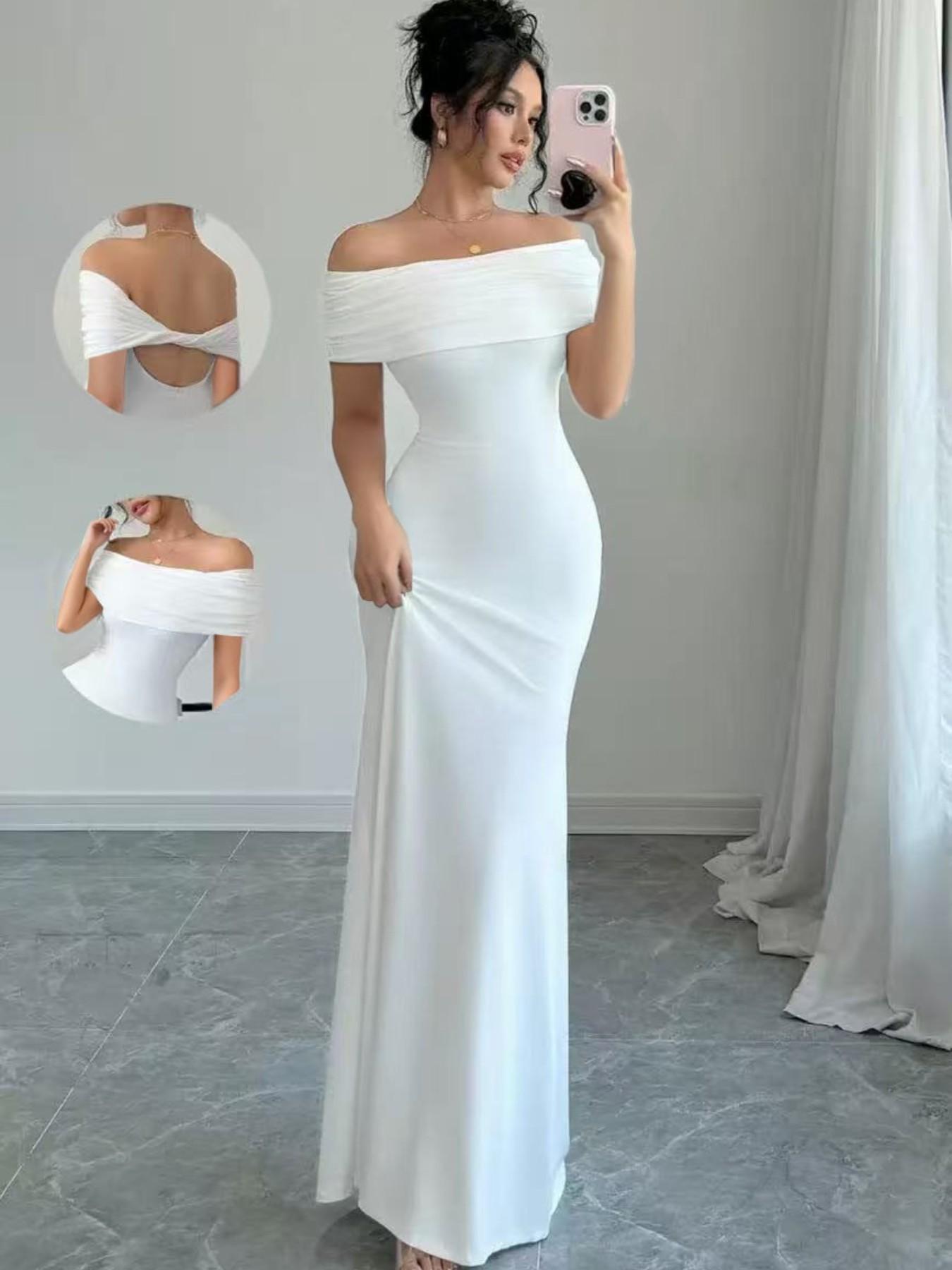 Summer Sleeveless One-Shoulder Dress, Fashion Slim Fit Elegant Lady Sexy Bodycon Dress, Women's Stylish Summer Clothing