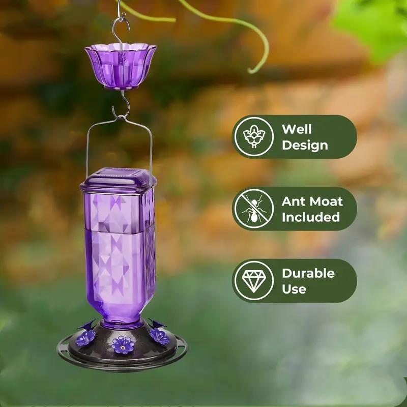 Outdoor Hanging Hummingbird Feeder, 26oz Leak-Proof Nectar Feeder, 6 Feeding Ports, Ant Barrier, Garden Decor, Best Holiday Gift