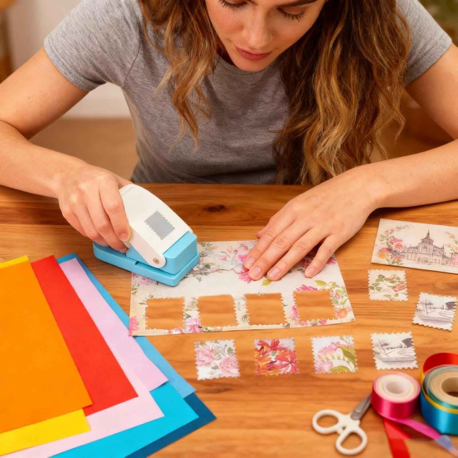 Rectangular stamp punching machine,  DIY business card making gifts a rectangular lever stamp punching machine used for paper-making scrapbooks