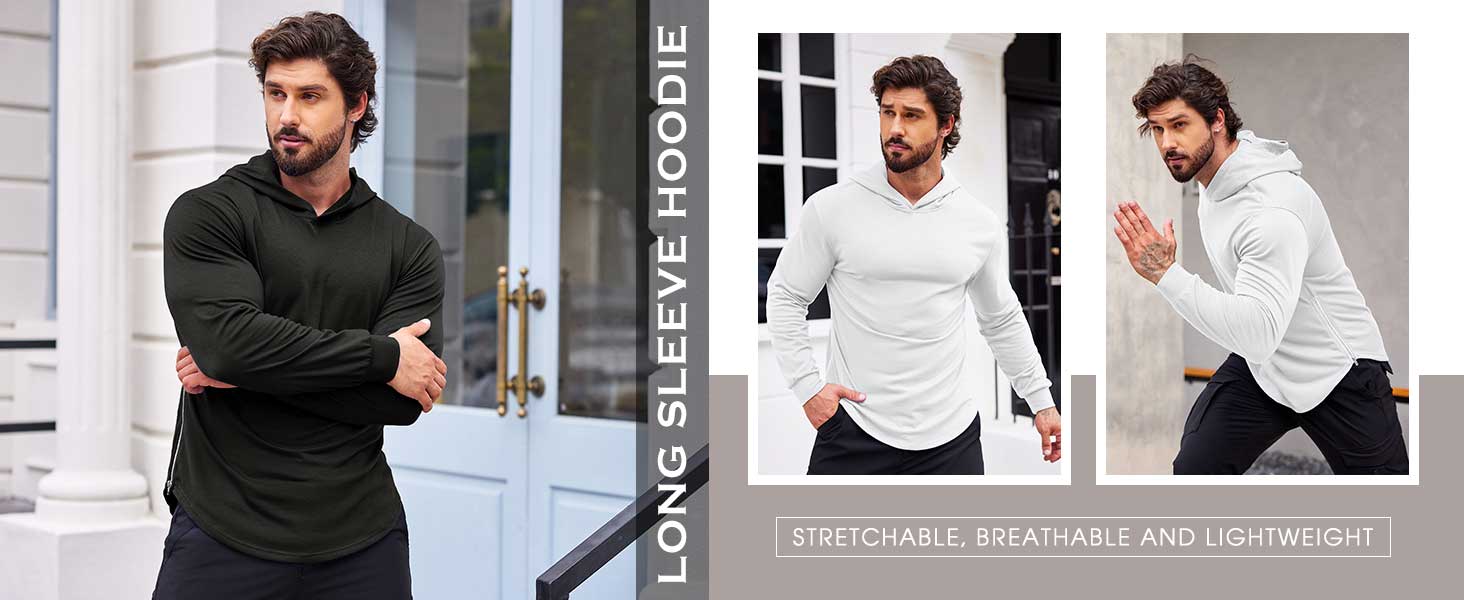 COOFANDY Men's Workout Sweatshirts Long Sleeve Muscle Fit Athletic Gym Hoodies Pullover