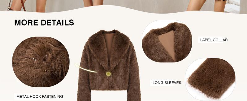 Tankaneo Womens Faux Fur Jacket Cropped Winter Fall Shaggy Coats Long Sleeve Fluffy Short Coat Fuzzy Outerwear Tankaneo Womens Faux Fur Jacket Cropped Winter Fall Shaggy Coats Long Sleeve Fluffy Short Coat Fuzzy Outerwear