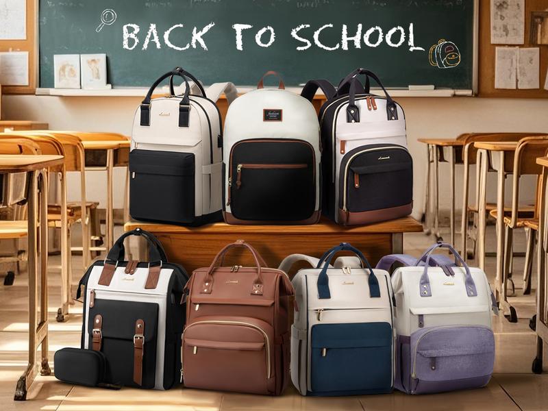 【Valentine's Day Gift】LOVEVOOK Vegan Leather Laptop Backpack with USB Port for Women - College,  Business, Work, Teacher, Travel, School Backpack,TikTokShopJumpstartSale