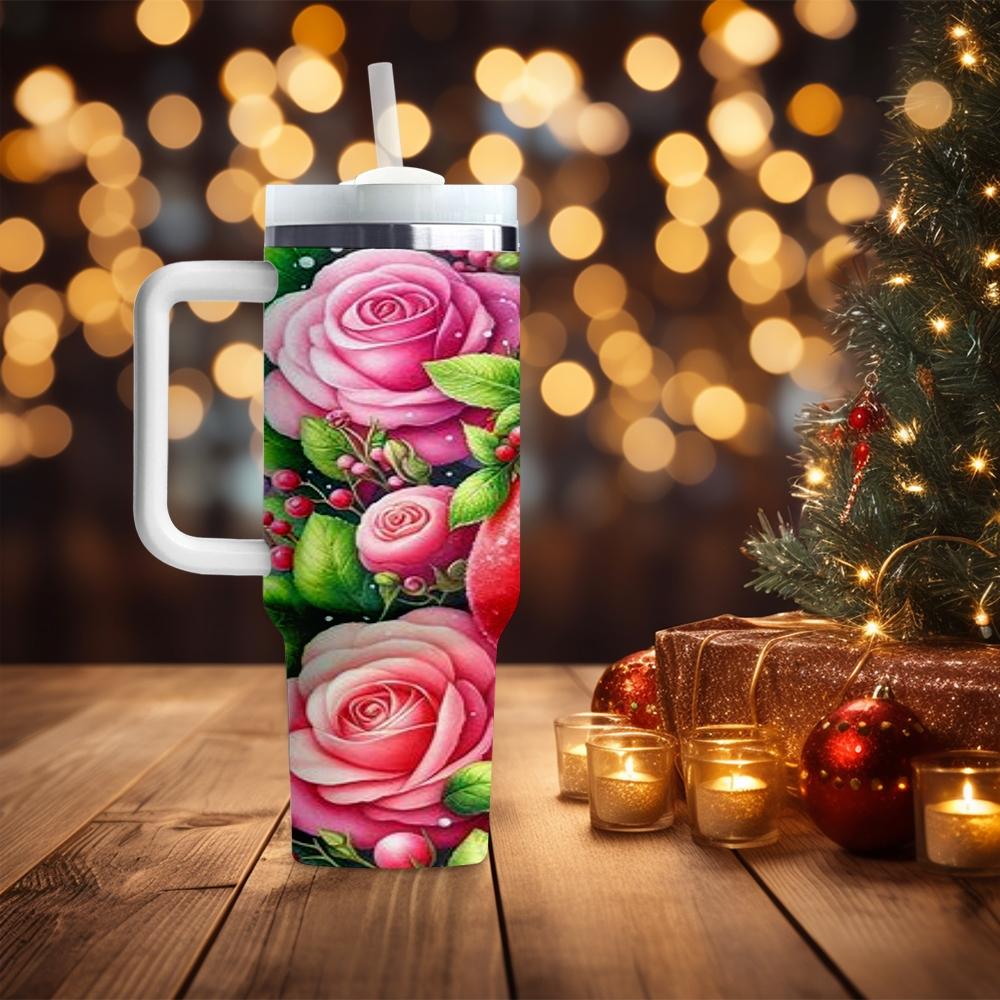 1pc Christmas water bottle, cartoon snowman, portable insulated stainless steel straw cup with handle, car mug, outdoor mug, travel mug, cup - Christmas and Valentine's Day gift, back-to-school for students (straw inside the cup).
