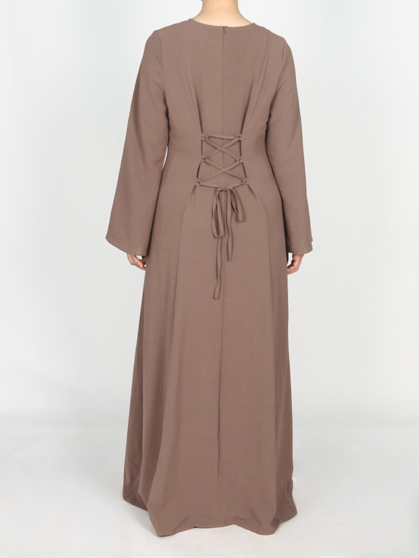 Long Sleeve Maxi Dress, Modest Islamic Abaya for Women, Breathable and Comfortable with Flowy Draped Cross-Back Tie Design, Perfect for Daily Wear Long Sleeve Maxi Dress, Modest Islamic Abaya for Women, Breathable and Comfortable with Flowy Draped Cross-Back Tie Design, Perfect for Daily Wear