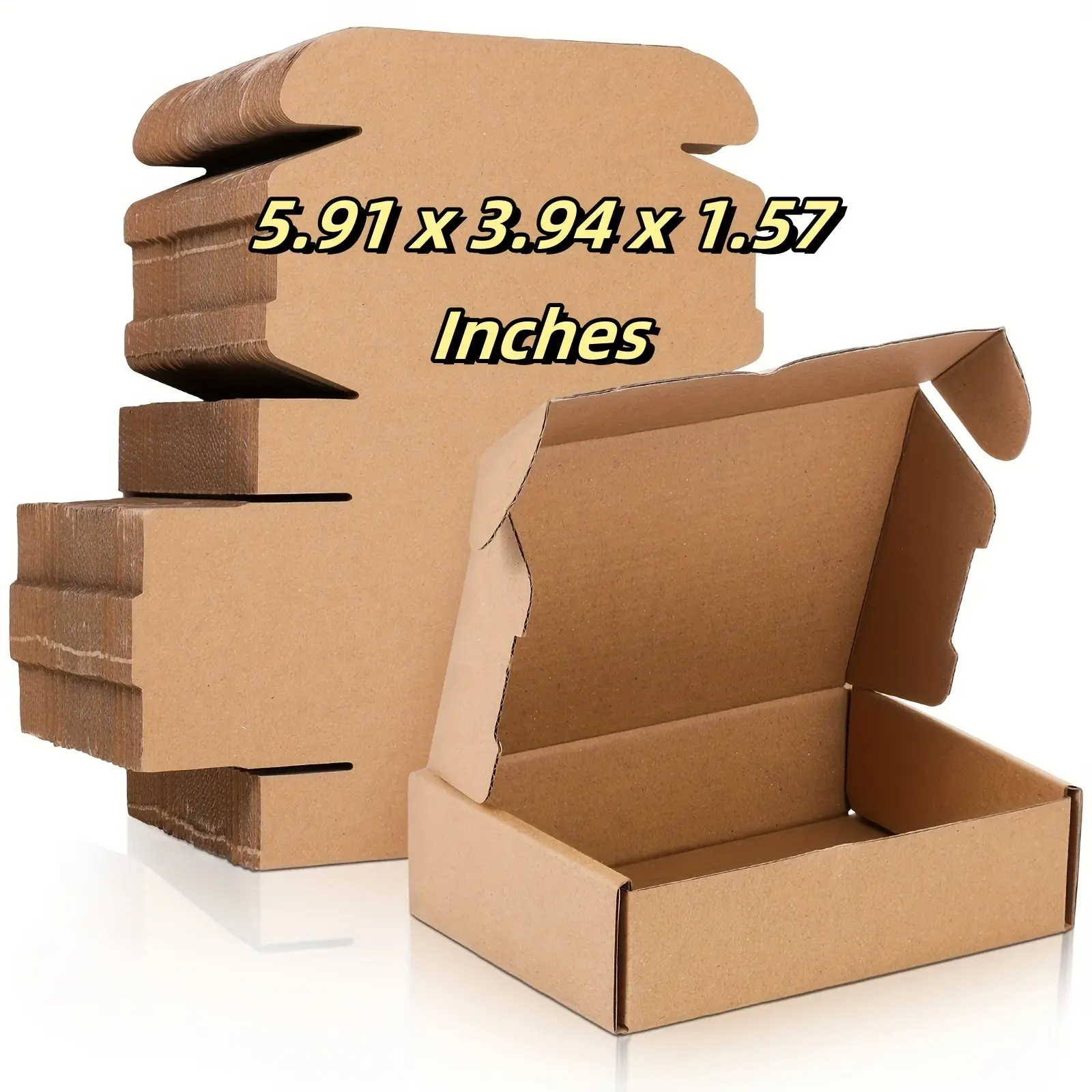 100pcs Shipping Boxes Cardboard Boxes Corrugated Cardboard Mailer Boxes Packaging Boxes for Mailing Small Business Present Thanksgiving Christmas New Year Gifts (Brown, 5.91 X 3.94 X 1.57 Inches)