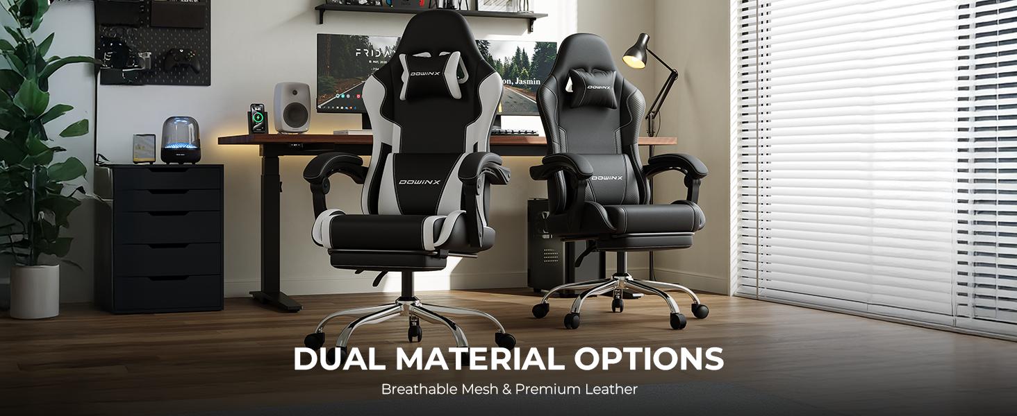 Gaming Chair with Footrest & Massage Lumbar, Ergonomic Computer Chair 330lbs with Headrest Pillow for Office, Home, Streaming and Long Gaming Sessions