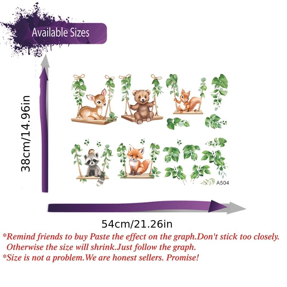 Cartoon Jungle Animal Wall Stickers, Wildlife Zoo Animals Elephant Giraffe Monkey Tropical Leaf Wall Decals, Bedroom Living Room Home Decor