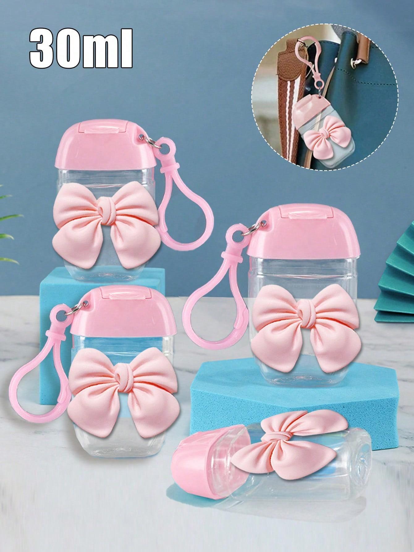 Transparent Empty Bottle 30ML with Bow, Travel Size, Keychain Hook, Flip Cover, Reusable, Portable, Refillable, Cosmetics Container