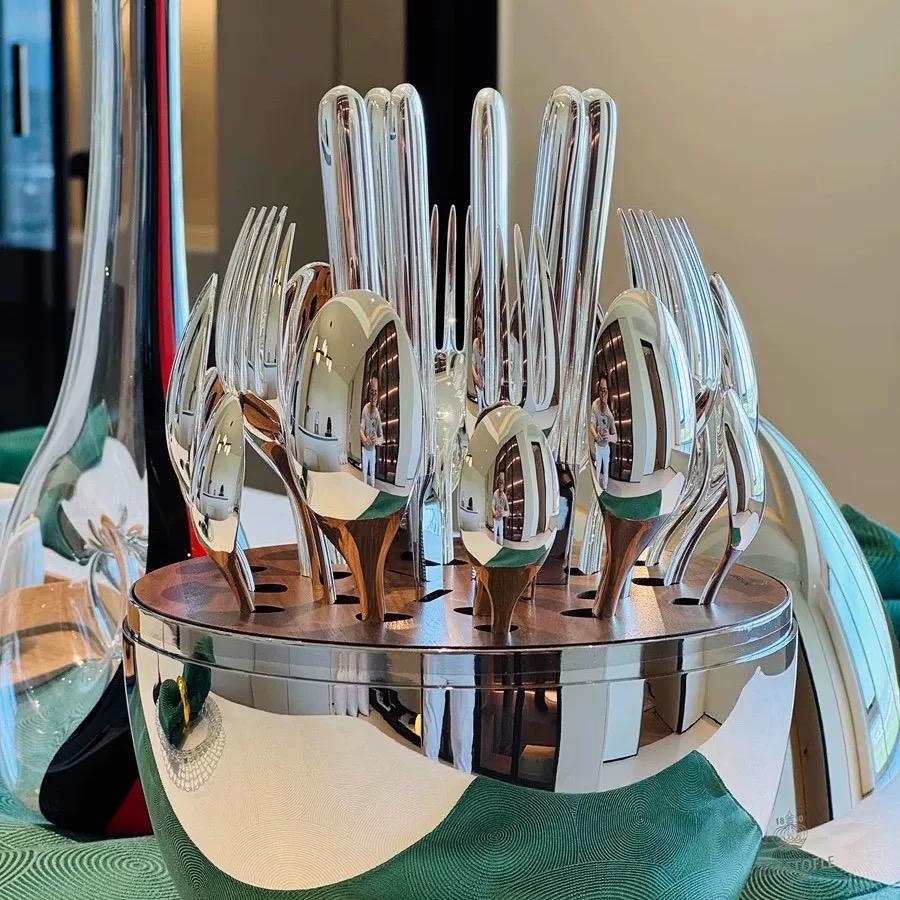 Christmas 24-Piece Stainless Steel Knife Fork Spoon Set with Color Box, High-End Luxury Home Dining, Family Gathering, Gift Choice, Dinnerware Service Set, Utensils, Tableware Set