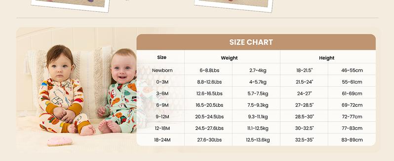 PatPat Bamboo Baby Boy / Girl 3-Pack&2-Pack Solid&Rainbow Printed 2-Way Zip Romper Anti Slip Long-sleeve Footie
