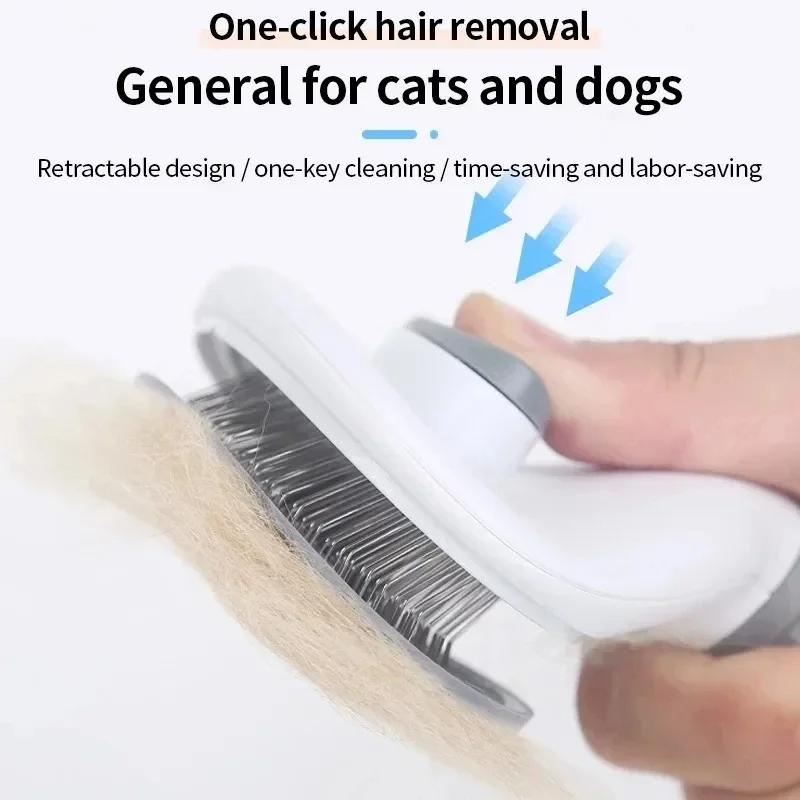 Cat Comb Pet One-Click Fur Remover, Dog Knot Brush, Hair Removal Tool, Easy-To-Use Cat Grooming Brush, Essential Pet Care Accessory