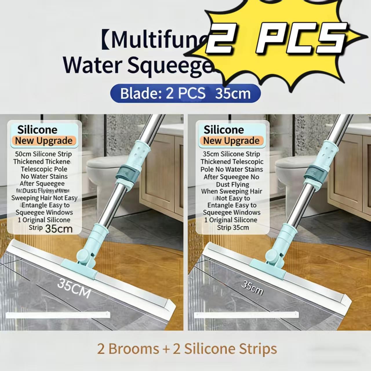 Home Extendable Silicone Magic Broom, Multi-Functional Dry Wet Use Scraper, Ergonomic Handle, Quick Drain Dust-Free Cleaning Tool